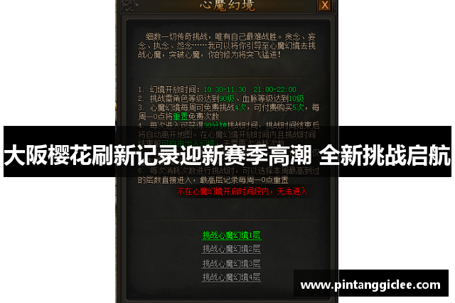 大阪樱花刷新记录迎新赛季高潮 全新挑战启航